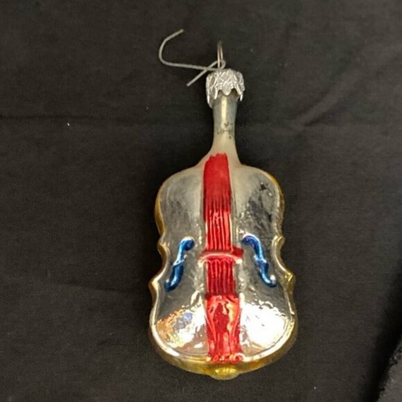 Vintage Glass Violin Cello Christmas Ornament Music Musical Instruments Retro - Picture 1 of 4